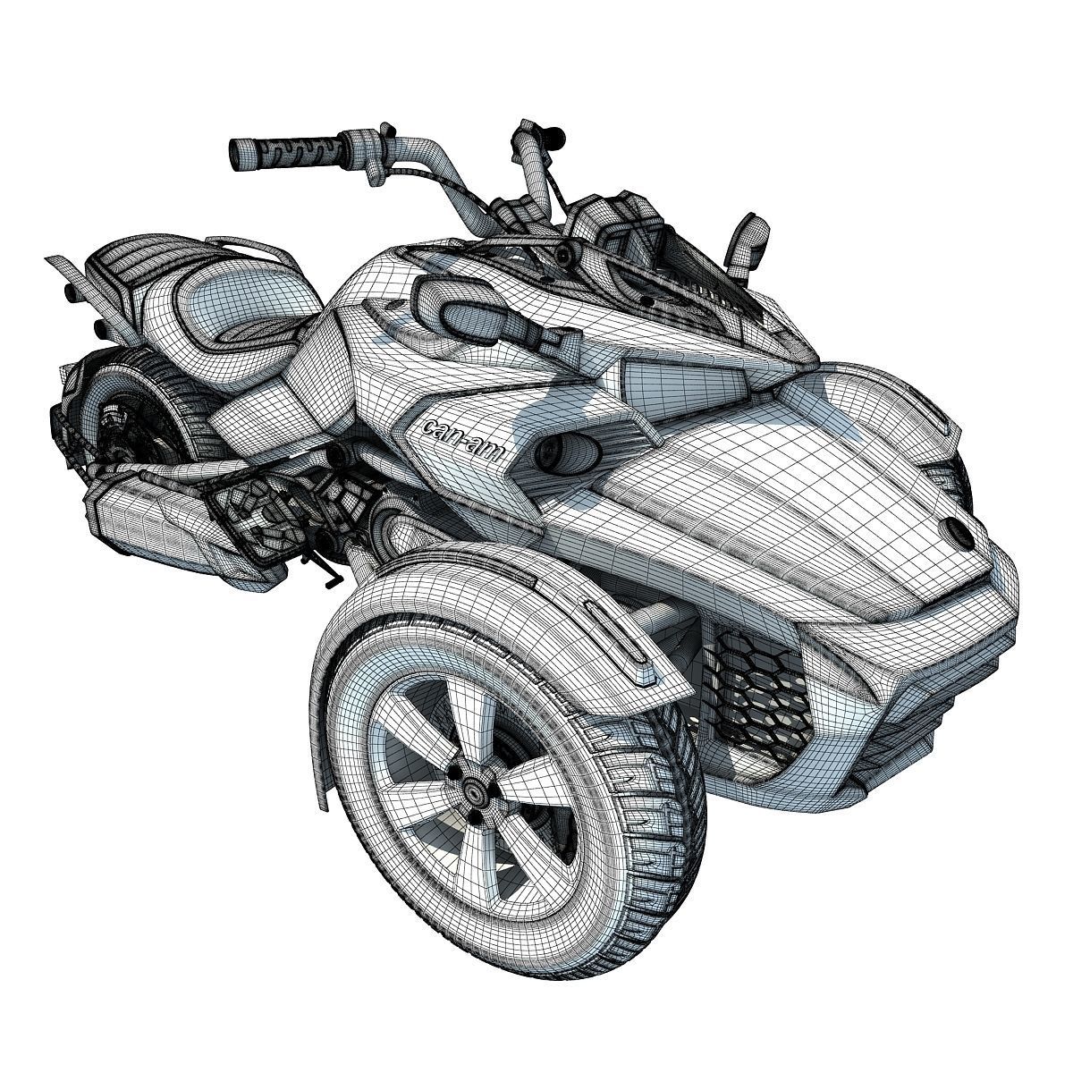 Three-wheeled Motorcycle 3D model_20