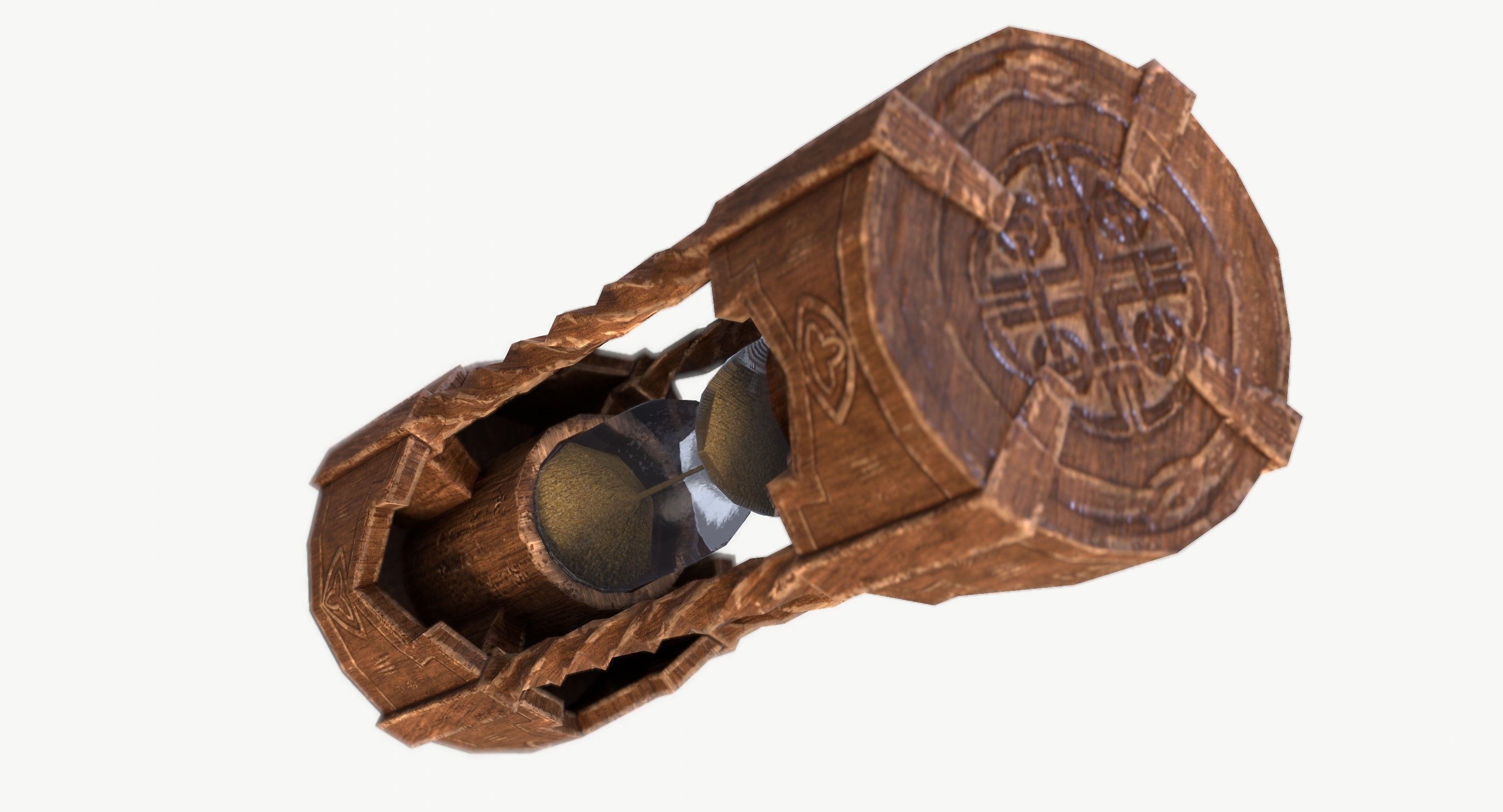 Hourglass wooden box Low-poly 3D model_4