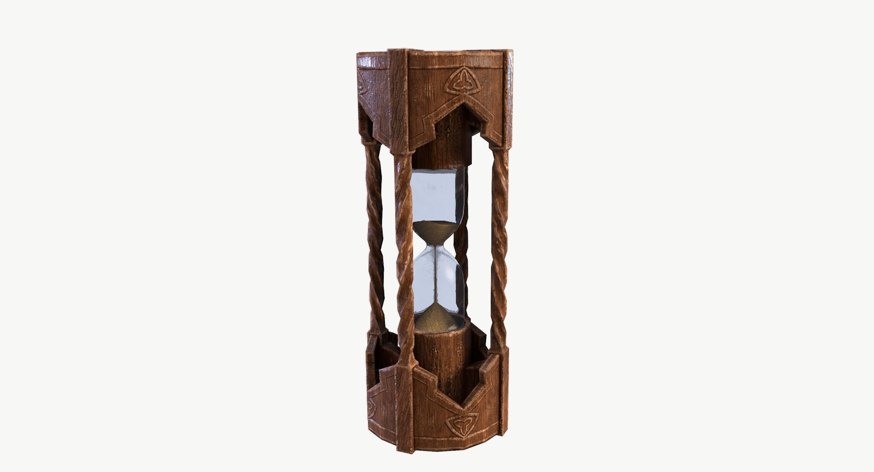 Hourglass wooden box Low-poly 3D model_1