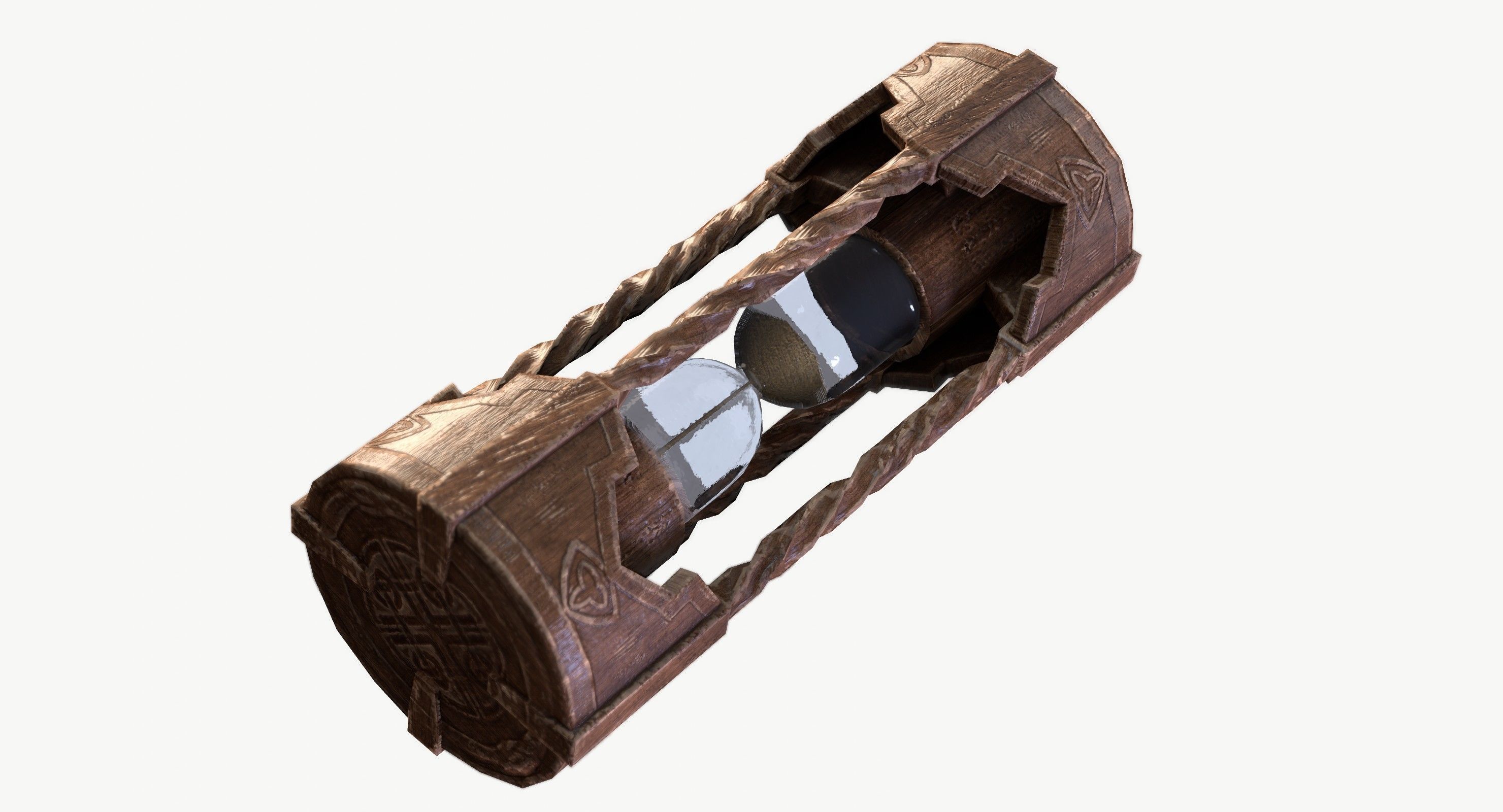 Hourglass wooden box Low-poly 3D model_2