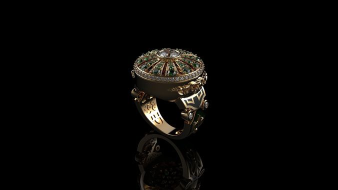 Mens Gemstone Rings Men 3D print model
