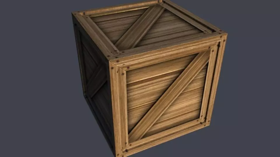 3D textured simple crate model Low-poly 3D model_0