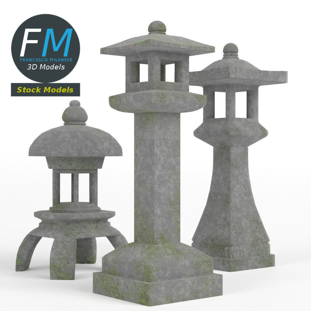 Japanese toro lanterns 3D model_3