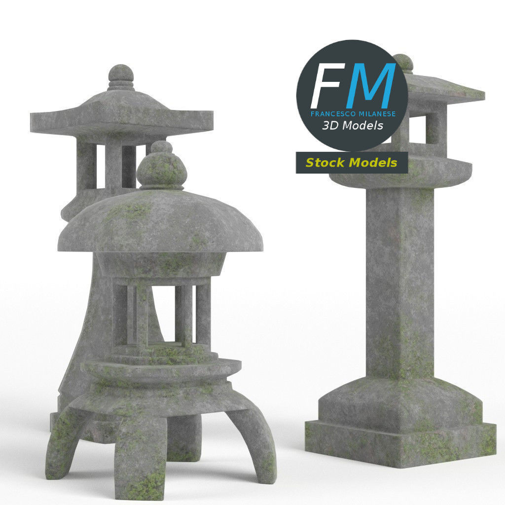 Japanese toro lanterns 3D model_4