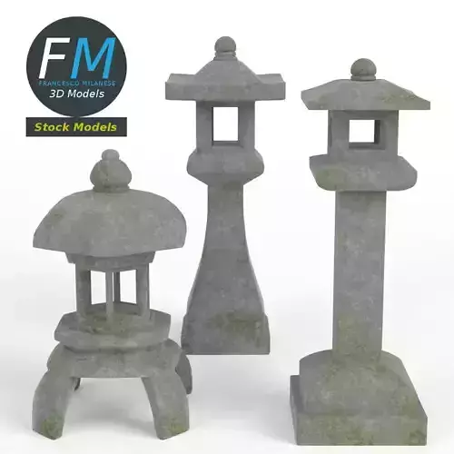 Japanese toro lanterns 3D model