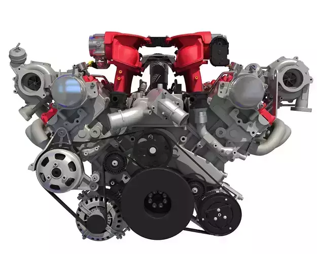 Ferrari 488 GTB Twin Turbocharged V8 Engine 3D model