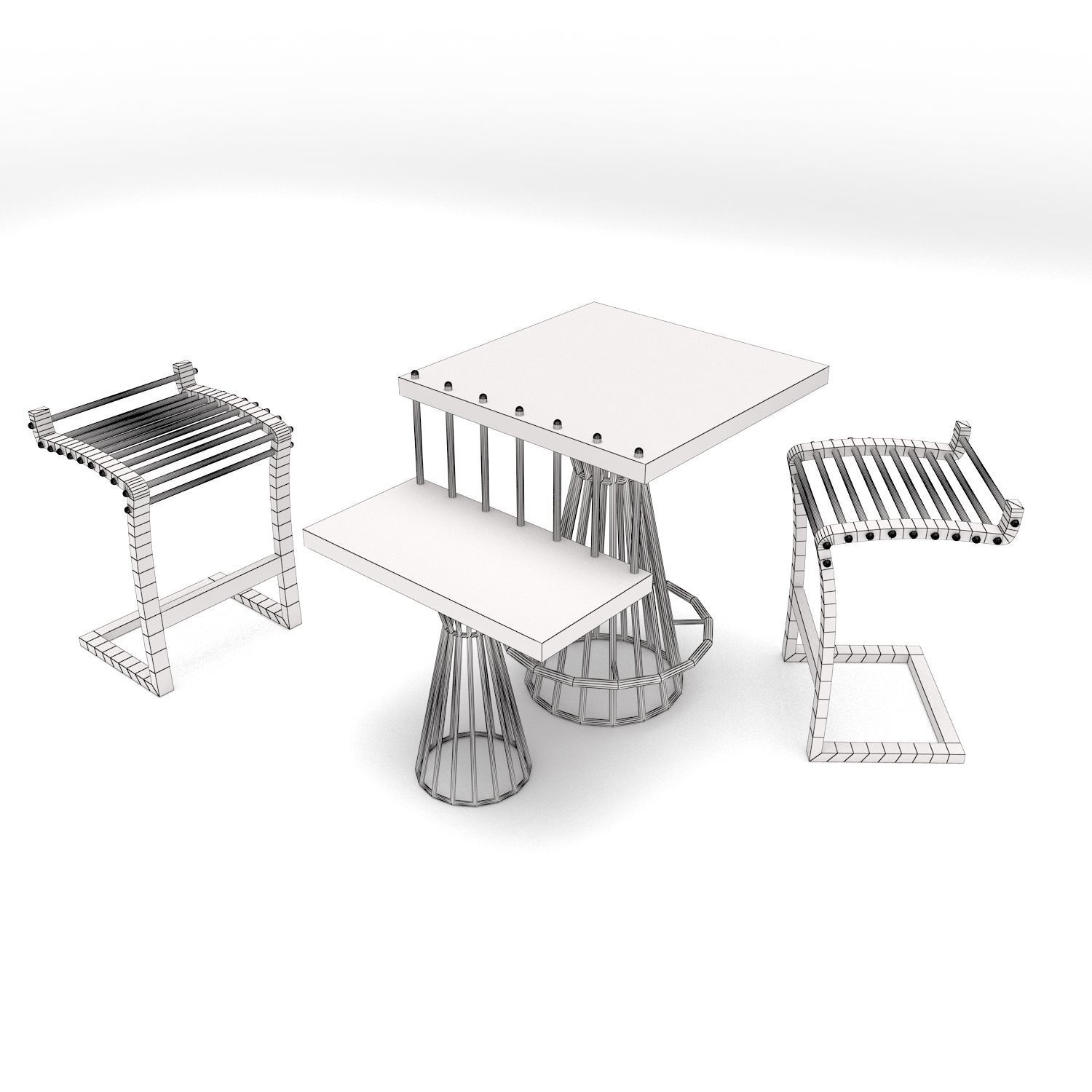 Industrial Furniture Set 3D model_1