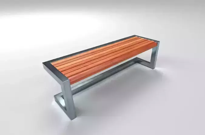 Architectural Park Wood stainless steel Bench Low-poly 3D model
