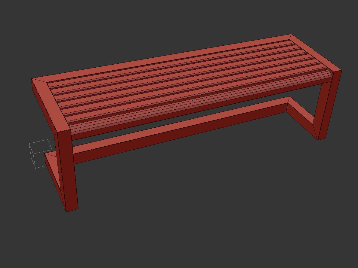 Architectural Park Wood stainless steel Bench Low-poly 3D model_3