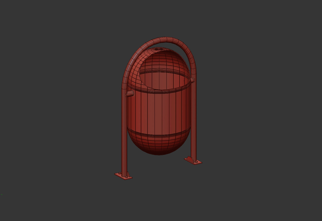 Architectural Park garbage can  Low-poly 3D model_3