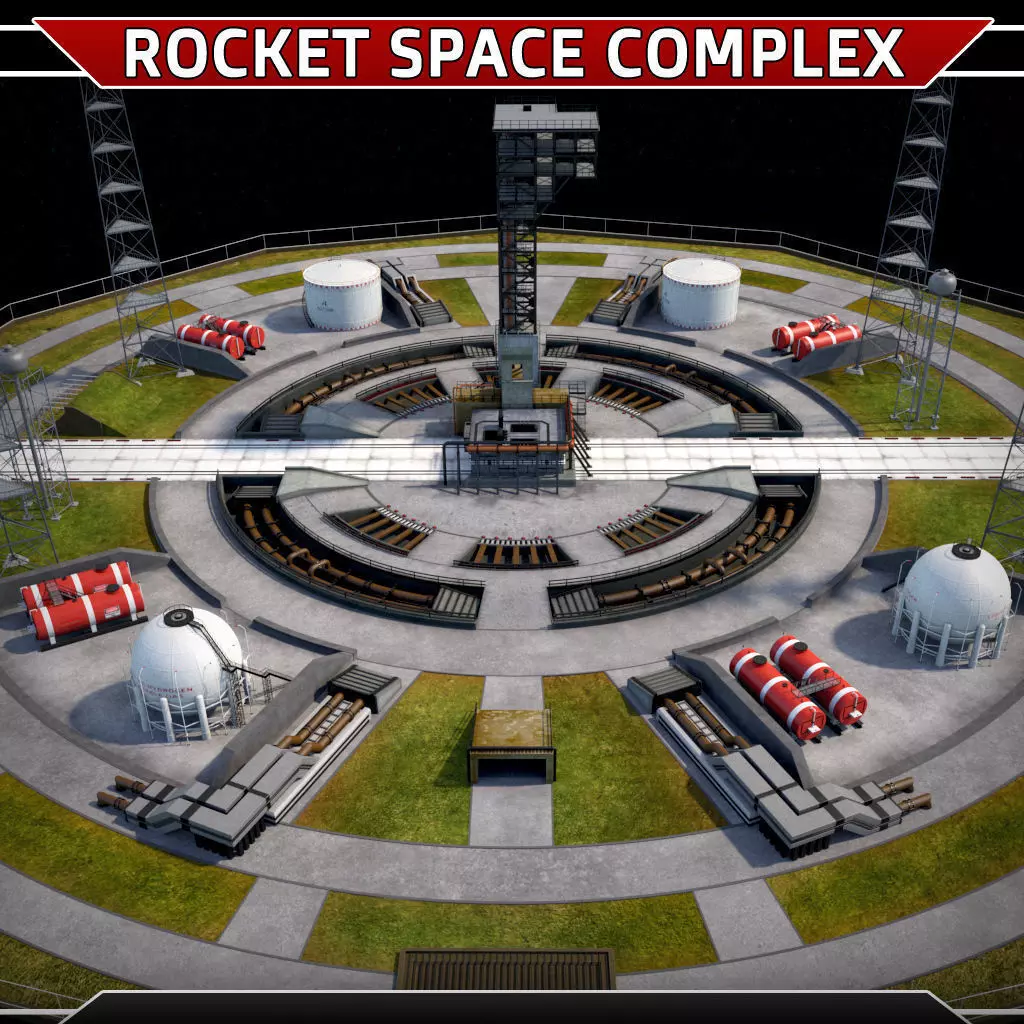 Rocket launch complex 3D model_0