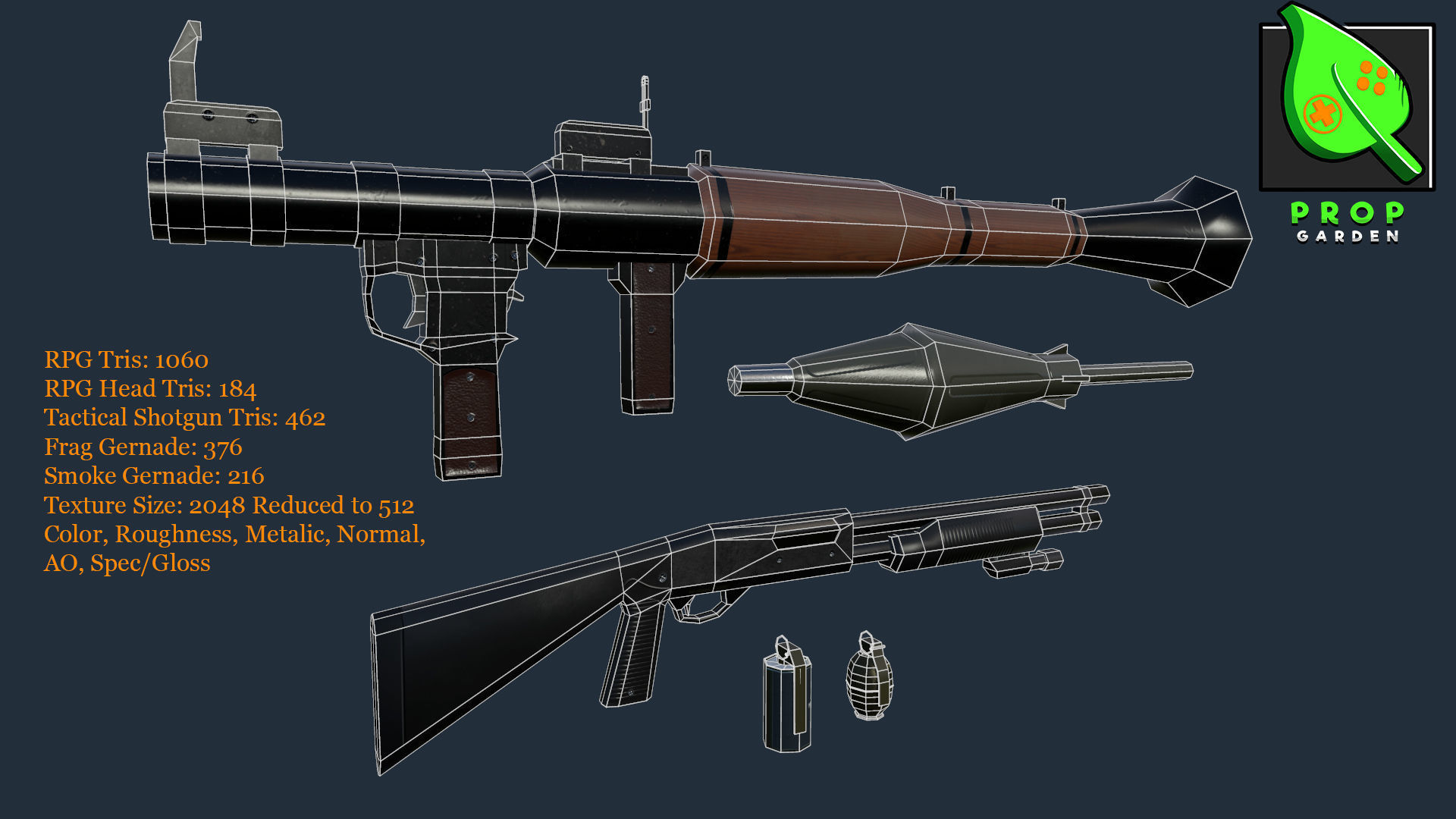 Lowpoly Mobile Weapons Kit Low-poly 3D model_11