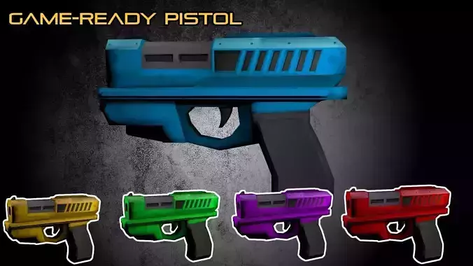 Low Poly Game Ready Pistol gun Low-poly 3D model