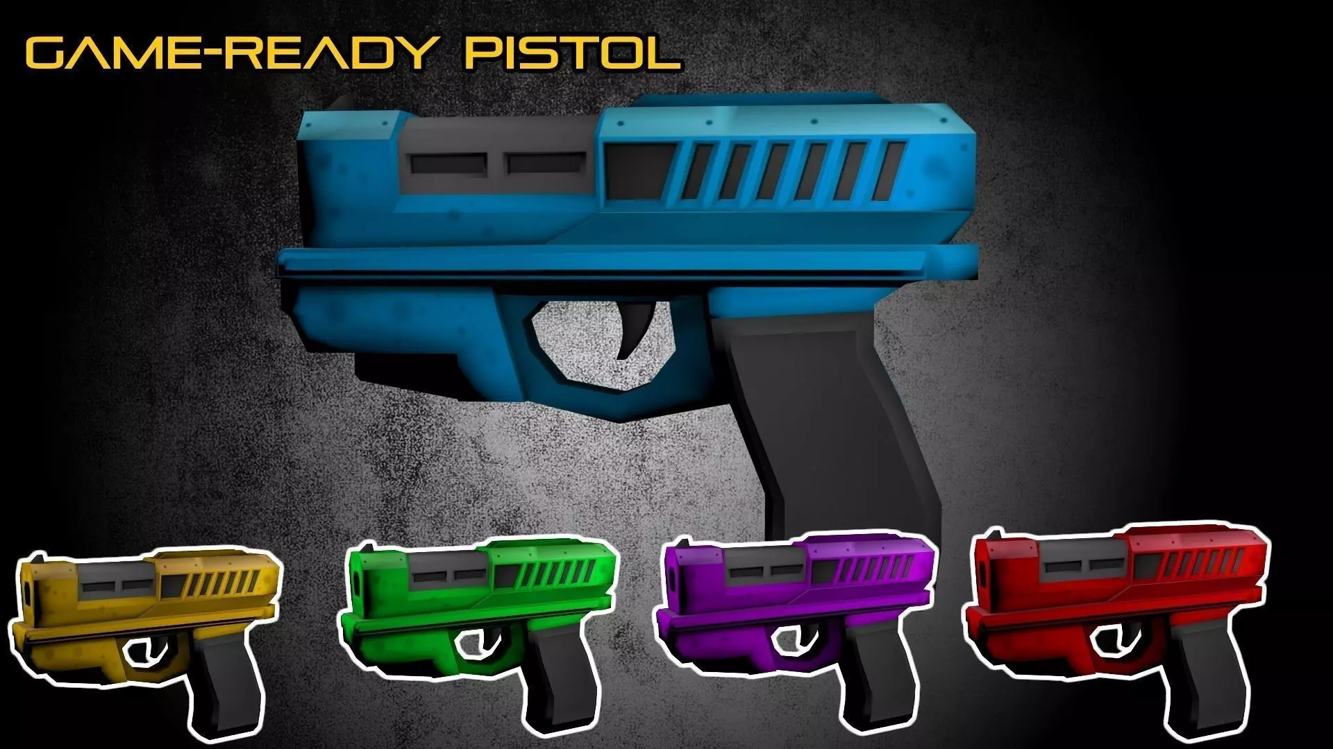 Low Poly Game Ready Pistol gun Low-poly 3D model_0