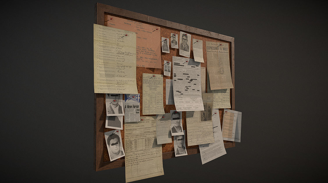 Police Pinboard Low-poly 3D model_10