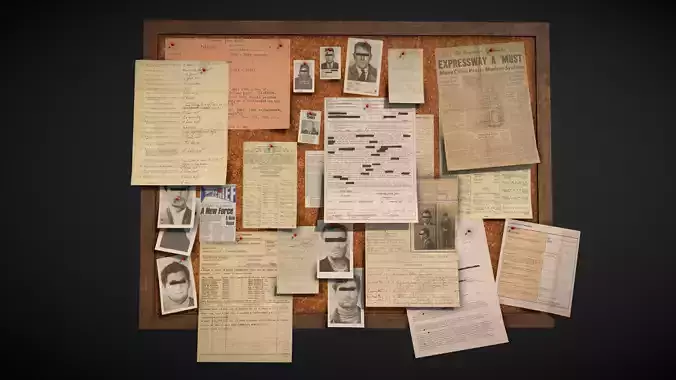 Police Pinboard Low-poly 3D model