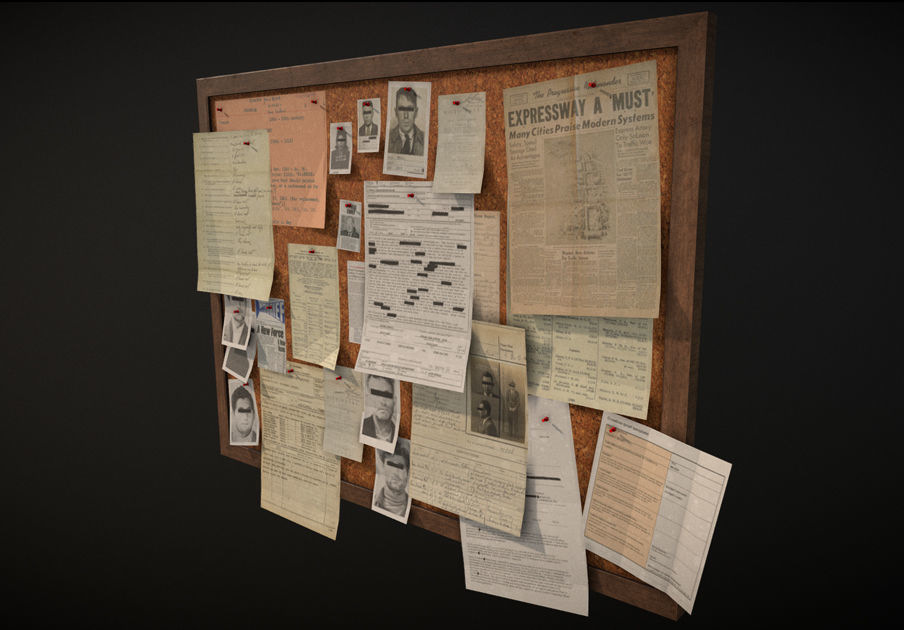 Police Pinboard Low-poly 3D model_5