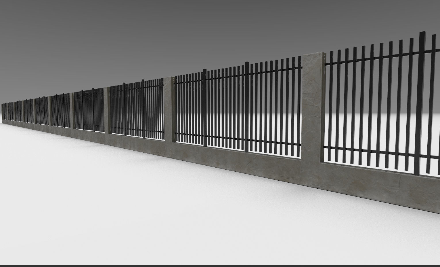 Modular Fence Low-poly 3D model_2