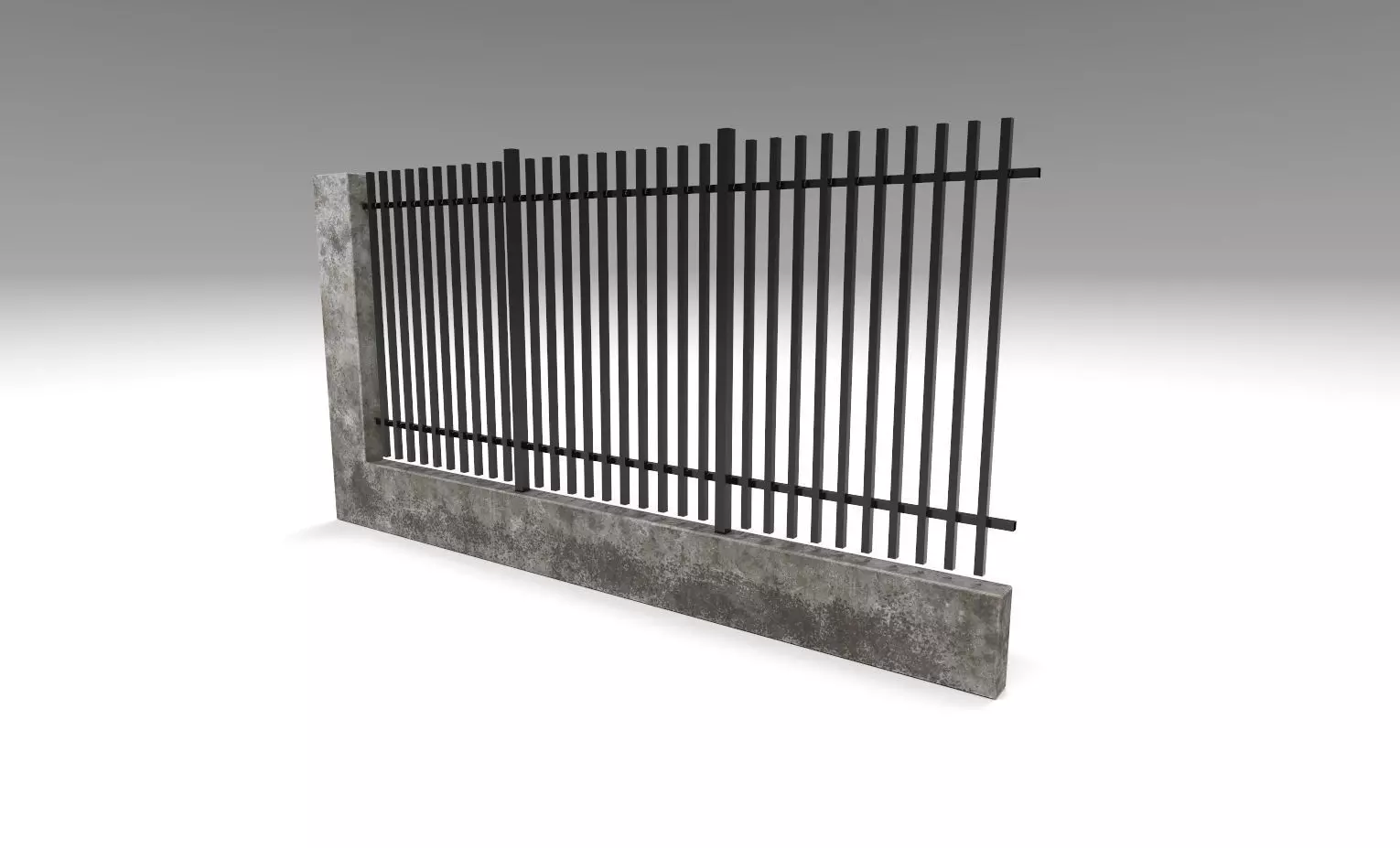 Modular Fence Low-poly 3D model_0