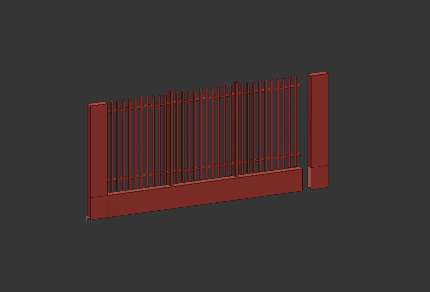 Modular Fence Low-poly 3D model_3