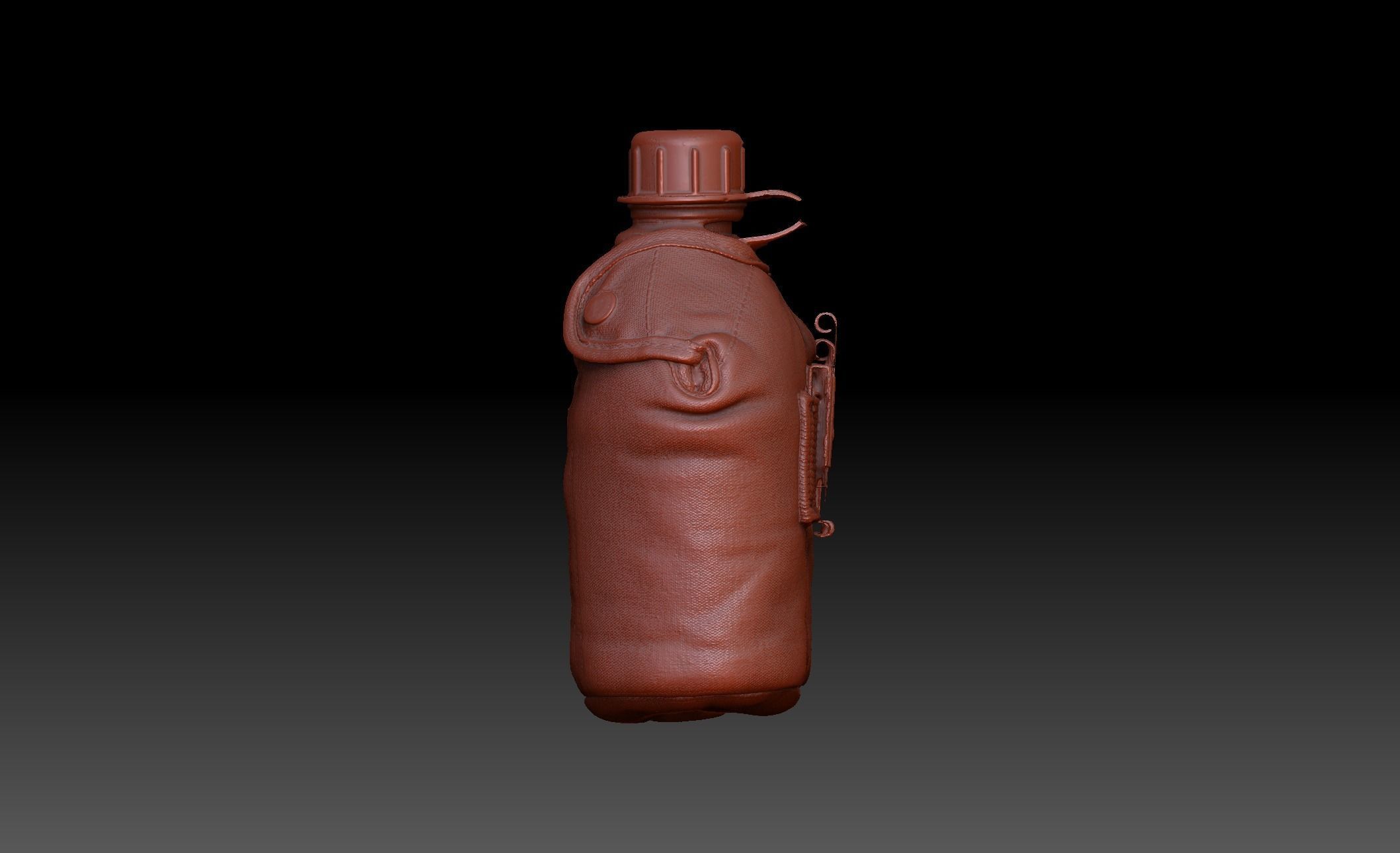Military Water Bottle Canteen 3D model_10