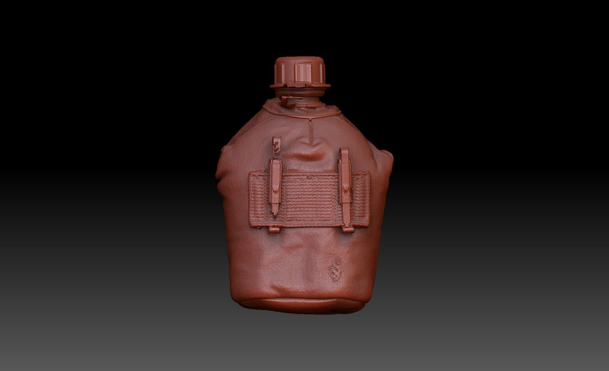 Military Water Bottle Canteen 3D model_11