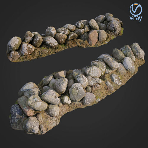 3d scanned nature stone wall B Low-poly 3D model