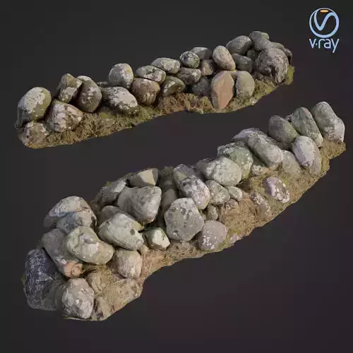 3d scanned nature stone wall B Low-poly 3D model