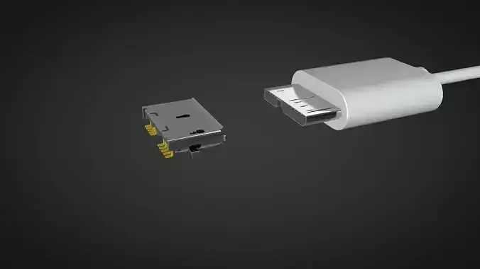 Micro USB 3  Male and Female Connector 3D model
