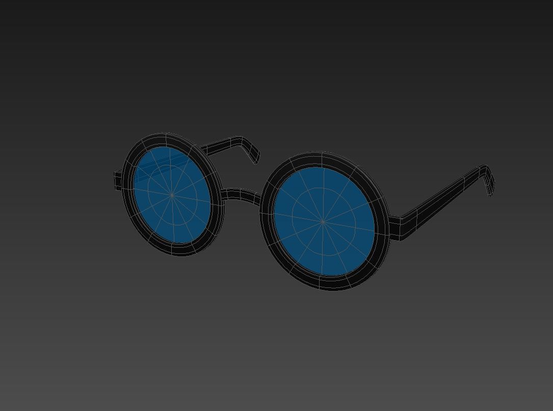 Round Glasses 3D model_2