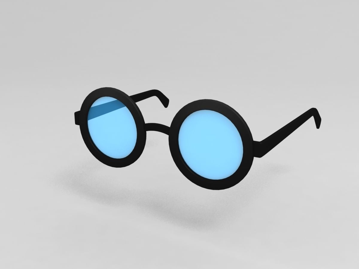 Round Glasses 3D model_1