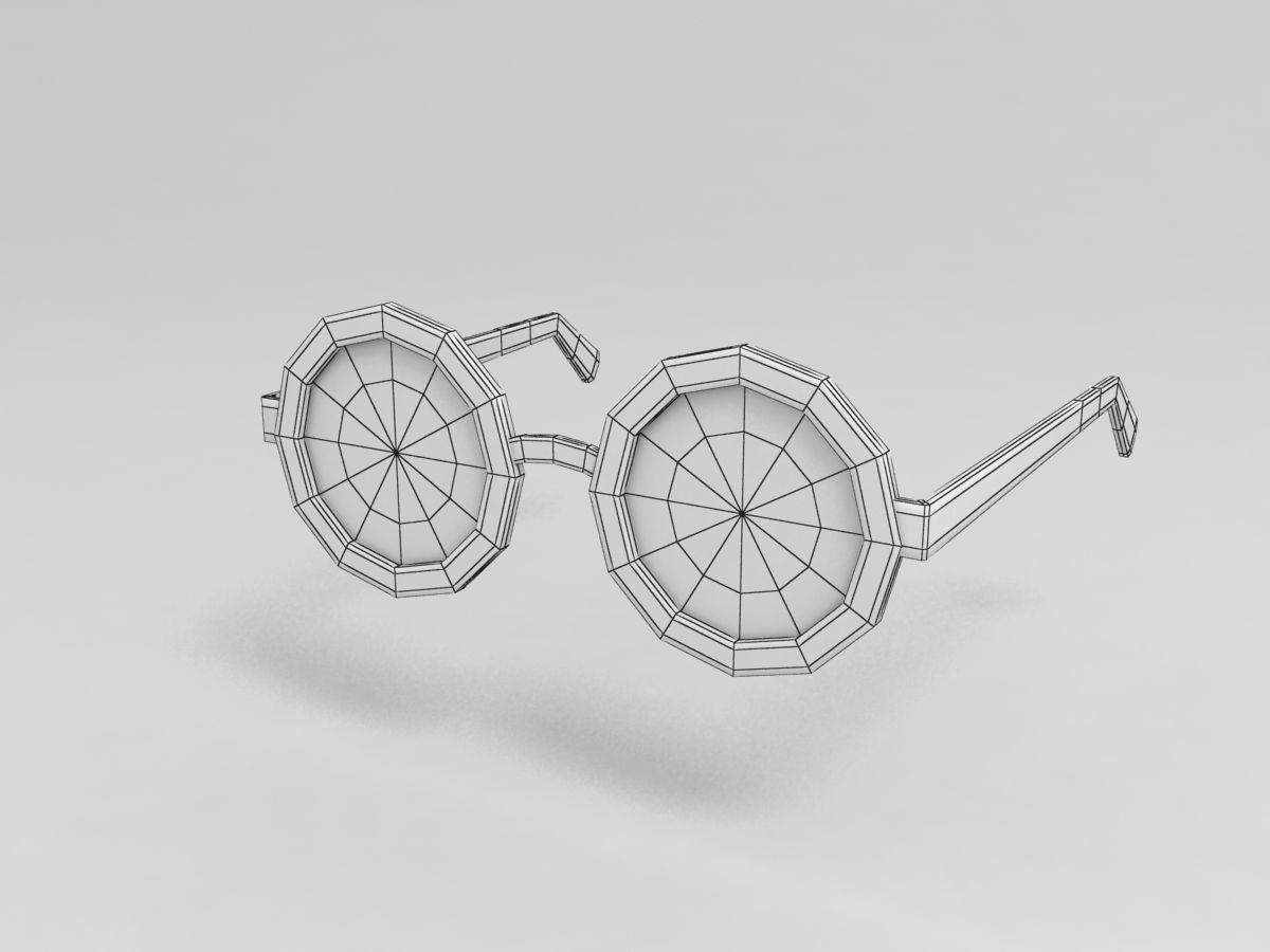 Round Glasses 3D model_3