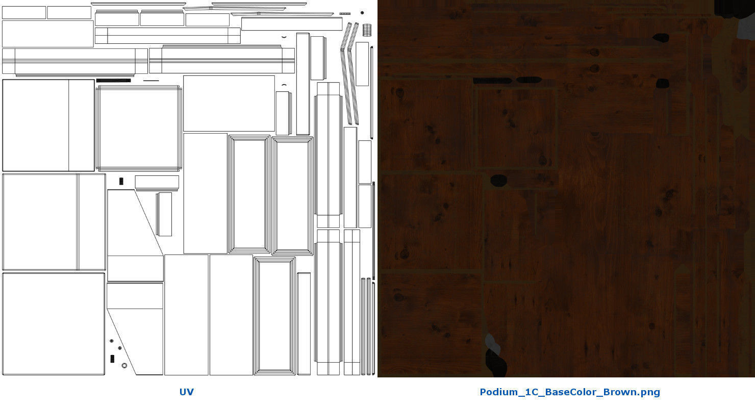 Podium 1C Low-poly 3D model_10