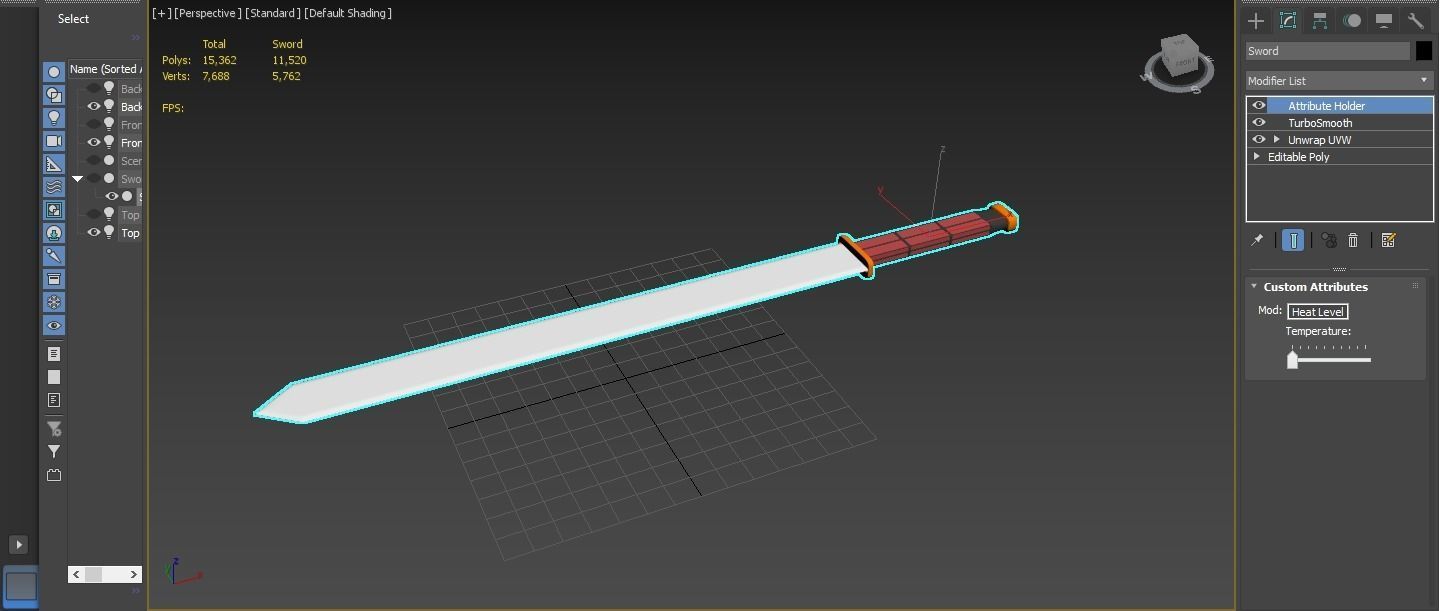 LowPoly Game Model Sword Free 3D model_7