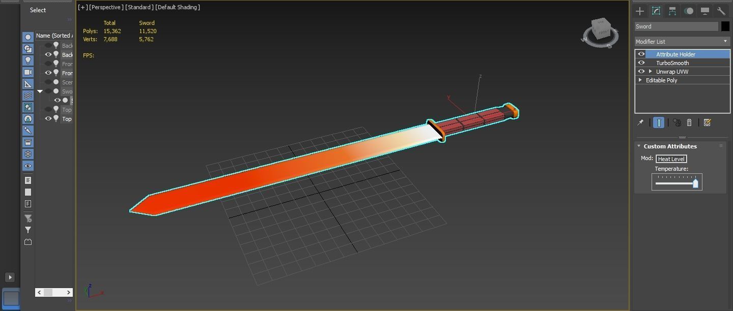 LowPoly Game Model Sword Free 3D model_8