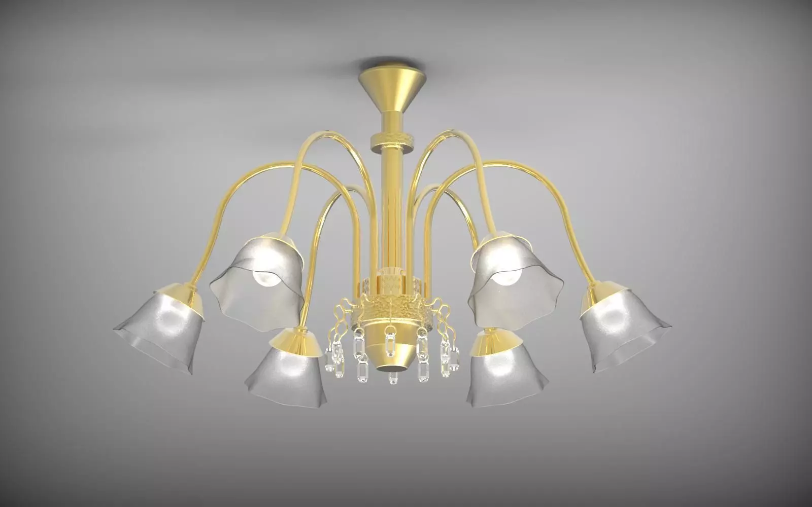 Chandelier gold and glass 3D model