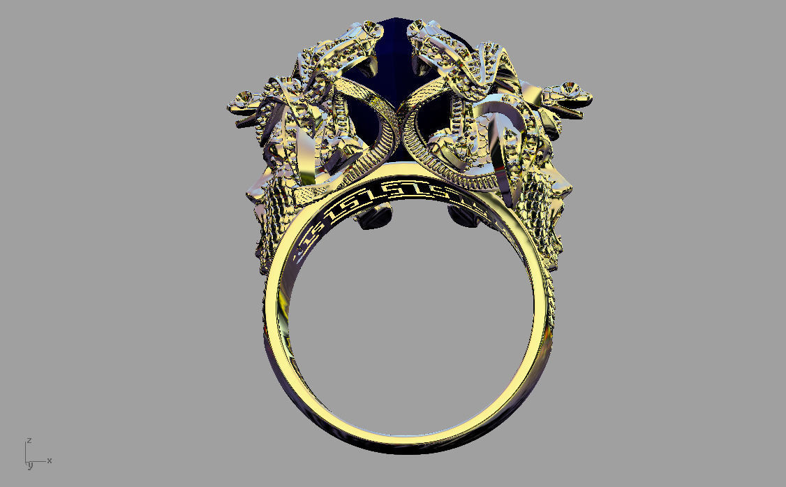 Ring  jellyfish-medusa with diamonds  3D print model_2