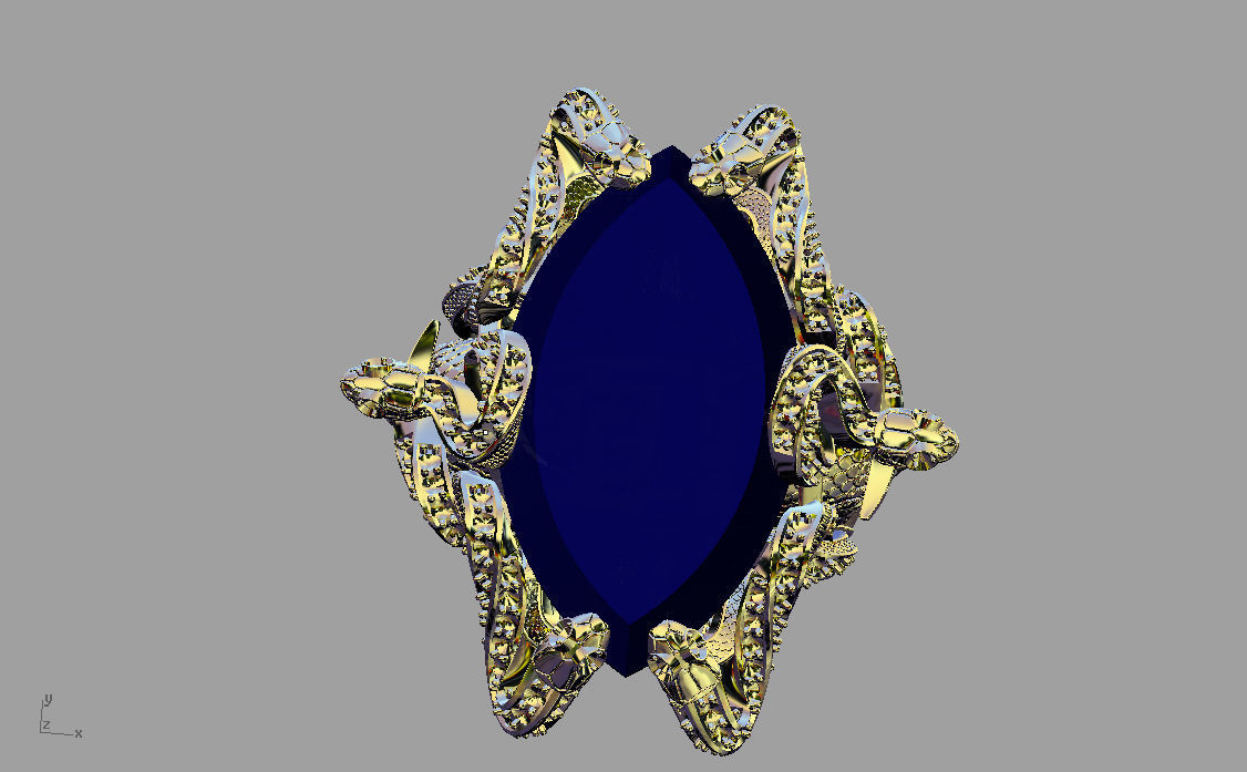 Ring  jellyfish-medusa with diamonds  3D print model_3