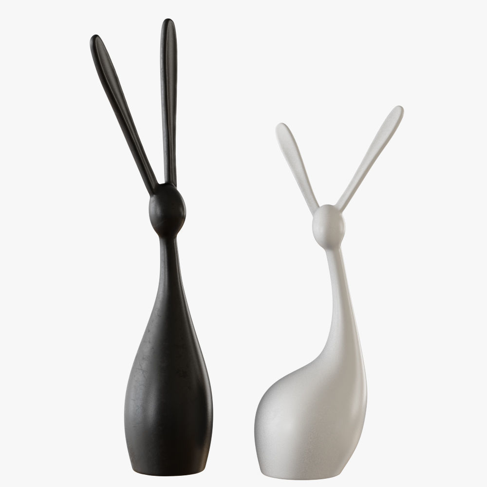 Figurines of rabbits 3D model_1