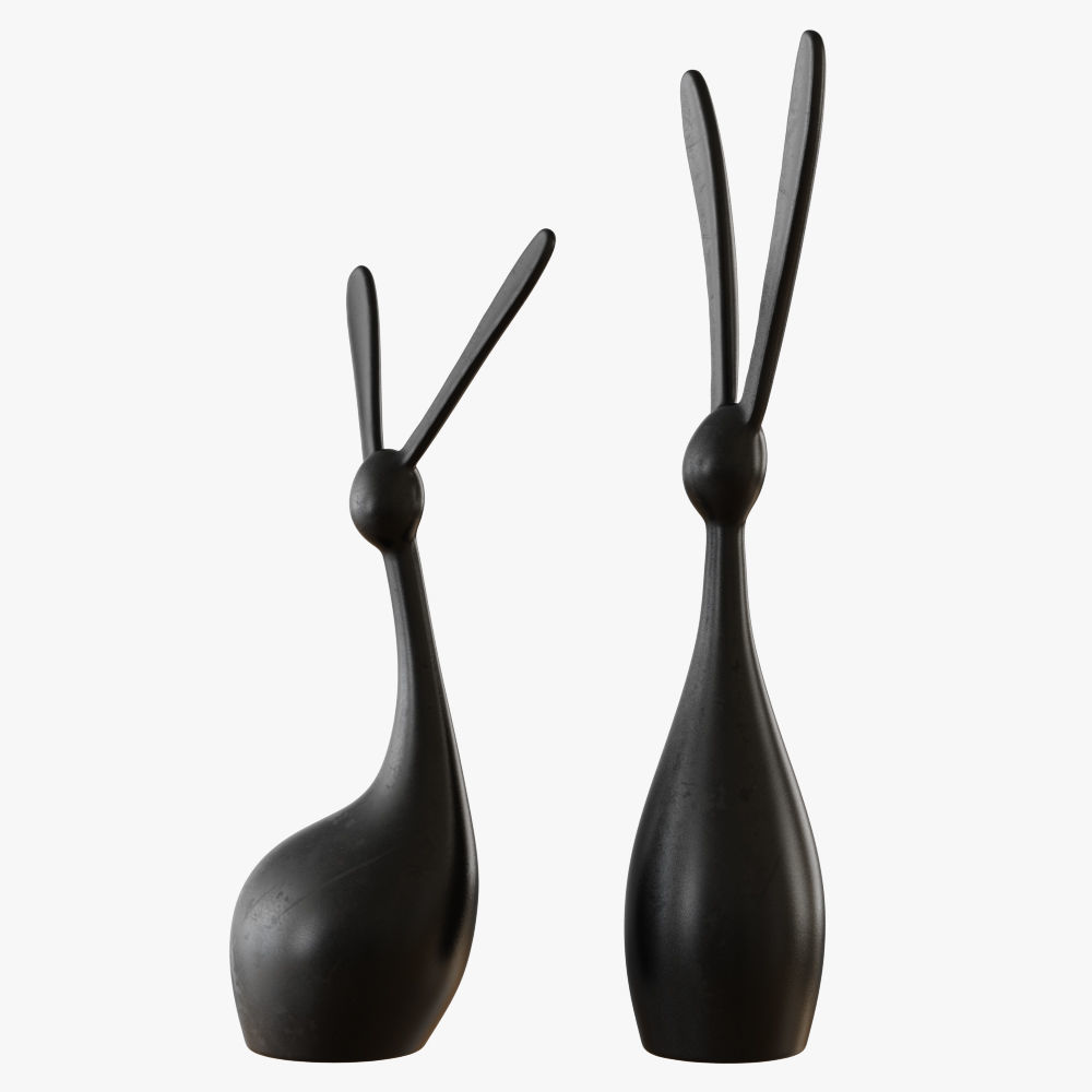 Figurines of rabbits 3D model_3