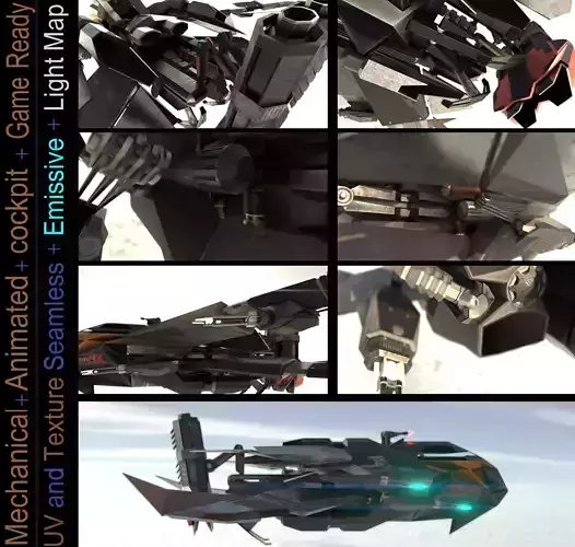 Space Fighter - PBR  Game-Ready Low-poly 3D model