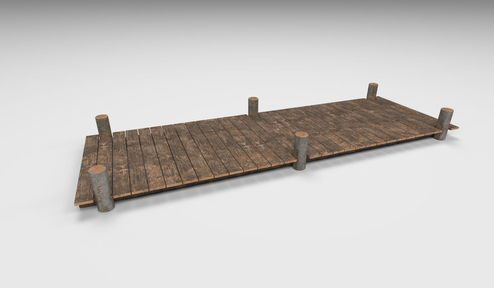 Wooden Park Deck floor Low-poly 3D model_1