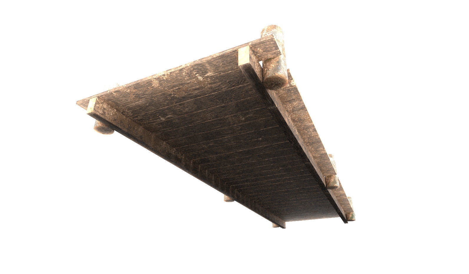 Wooden Park Deck floor Low-poly 3D model_6