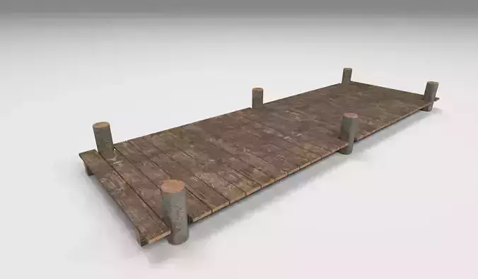Wooden Park Deck floor Low-poly 3D model
