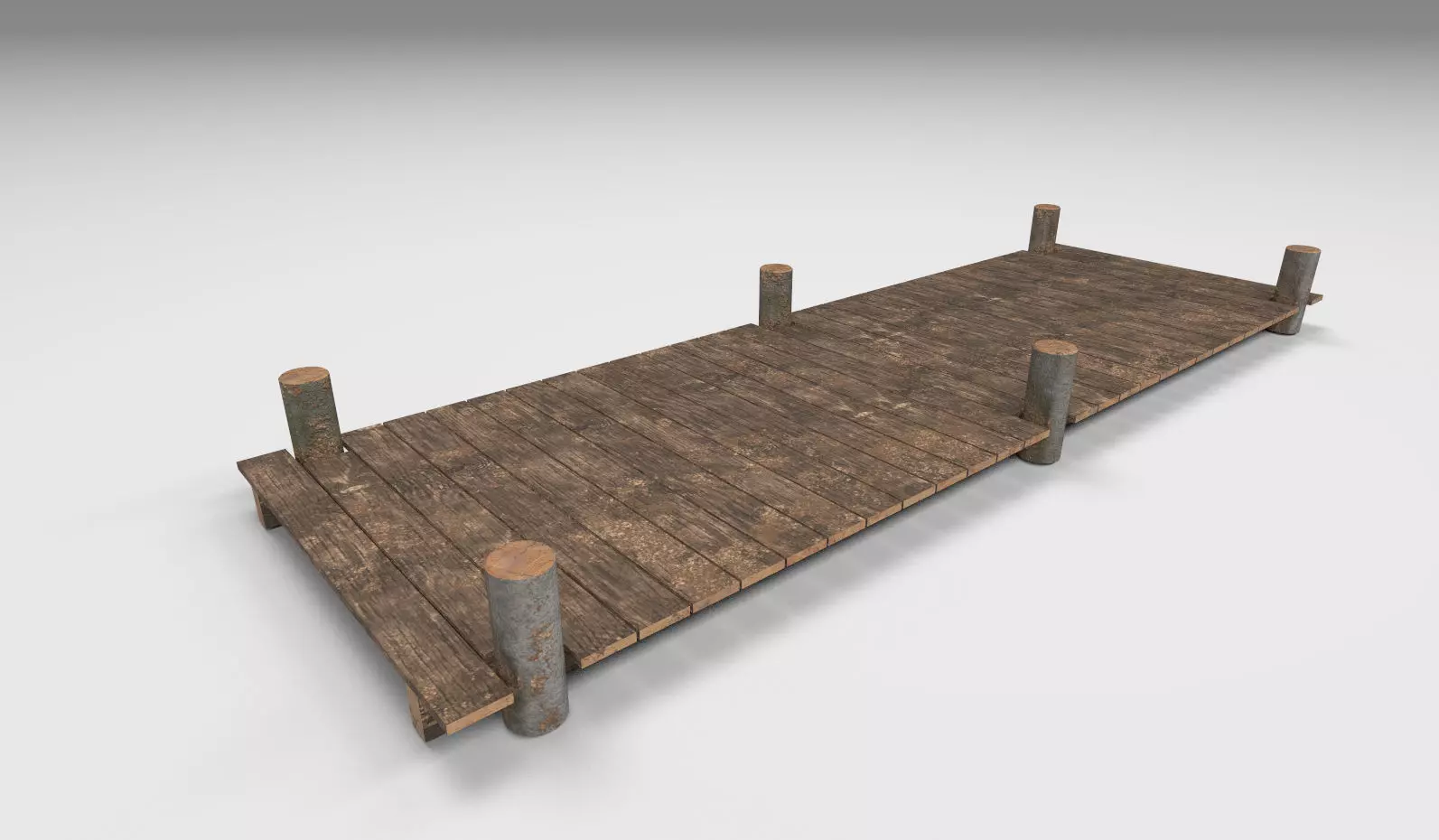 Wooden Park Deck floor Low-poly 3D model_0
