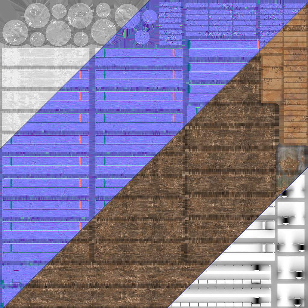 Wooden Park Deck floor Low-poly 3D model_10