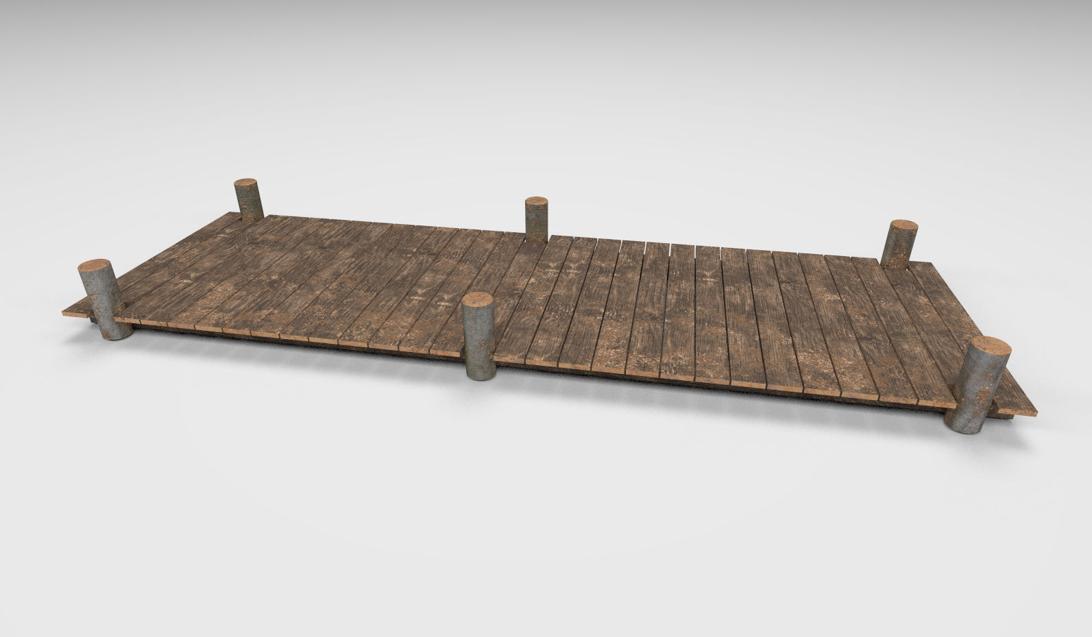 Wooden Park Deck floor Low-poly 3D model_5