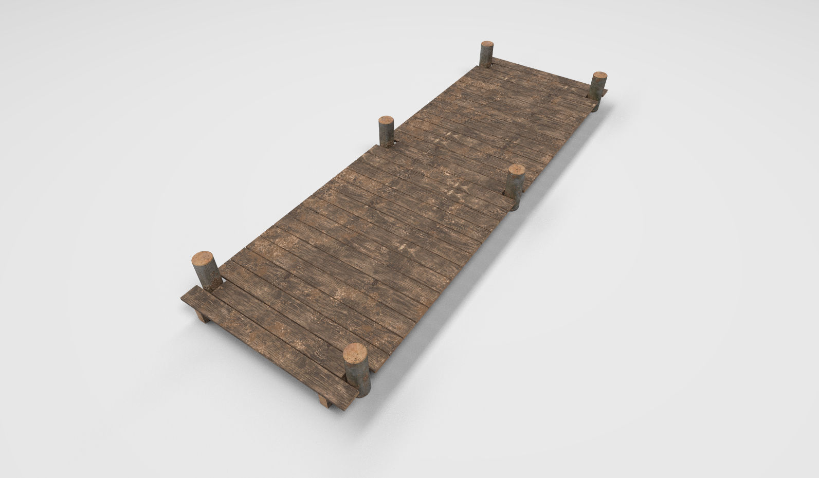 Wooden Park Deck floor Low-poly 3D model_2