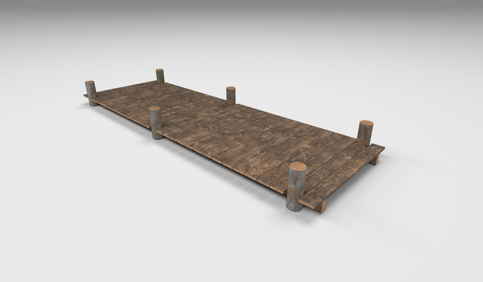Wooden Park Deck floor Low-poly 3D model_4