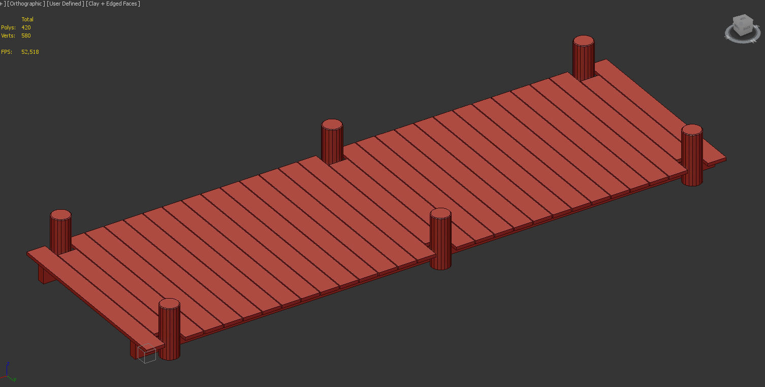 Wooden Park Deck floor Low-poly 3D model_11